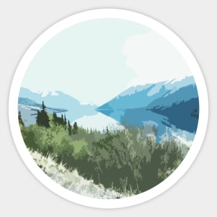 Calm Lake Snow Mountains Abstract Sticker